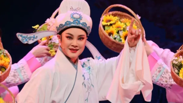越剧《何文秀》｜『张琳』。“走啊，路遇大姐得音讯，九里桑园访兰英”。绍兴小百花越剧团。