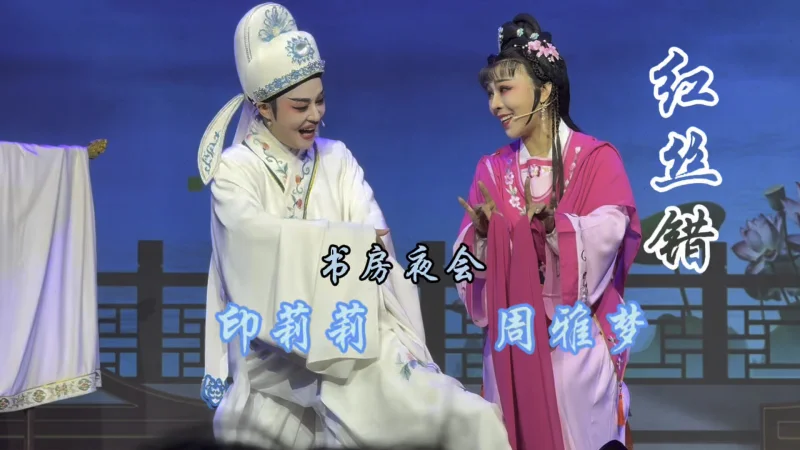 #越剧 #红丝错 →书房夜会 （她悄悄地来了 来看看弟弟口中的跛足公子 ～谁知一见倾心…… ）#越剧小生 印莉莉＆ #越剧小旦 周雅梦#地方戏曲文化  